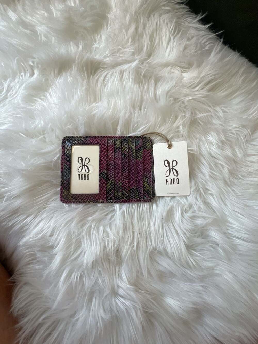 Hobo Euro Slide Card Wallet Mosaic Snake Leather New With Tags